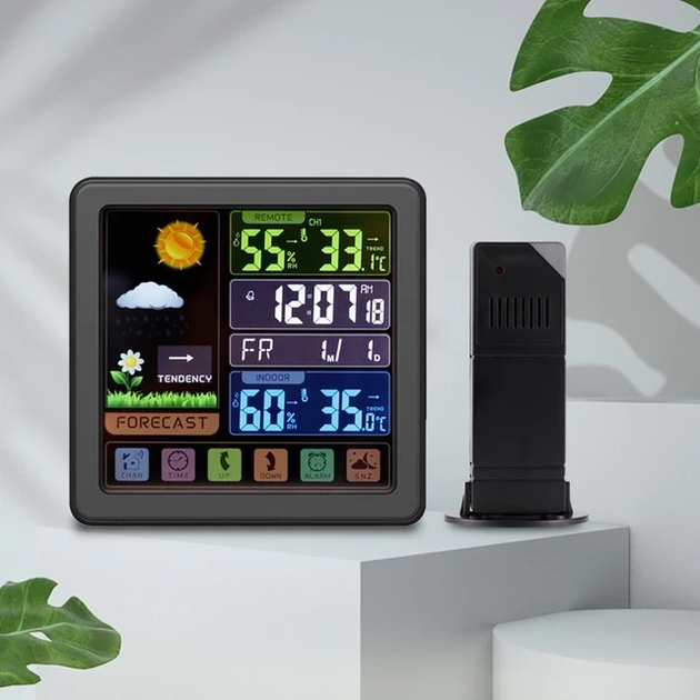 Метеостанция FG TS-3310 Черный с выносным беспроводным датчиком и цветным экраном - изображение 4