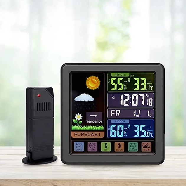 Метеостанция FG TS-3310 Черный с выносным беспроводным датчиком и цветным экраном - изображение 5