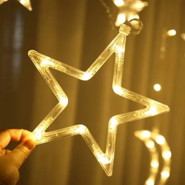 Гирлянда штора Xmas с формами колокольчики 12 PCS light Белый теплый - изображение 2
