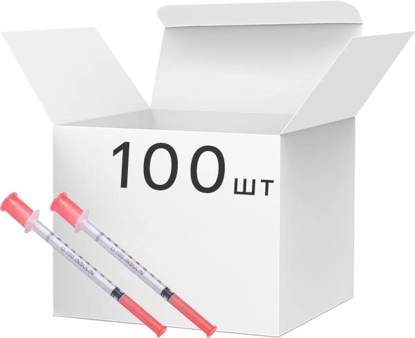 Шприц инъекционный инсулиновый Виола U-100 со съемной иглой 0.33х13 мм 1 мл 100 шт (4820009794030) - изображение 1