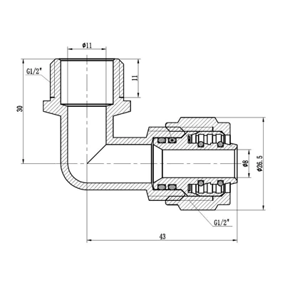 Уголок обжимной SD Forte 16х1/2" НР (SF175W1615) - изображение 2