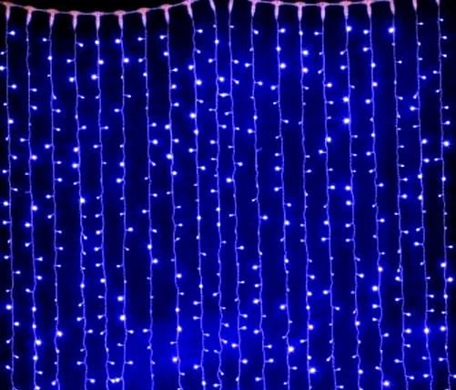 Гирлянда штора Водопад 480 LED 3,0х3,0м Синяя светодиодная гирлянда для декора окон вечеринки праздника (LIV-S_11C) - изображение 10