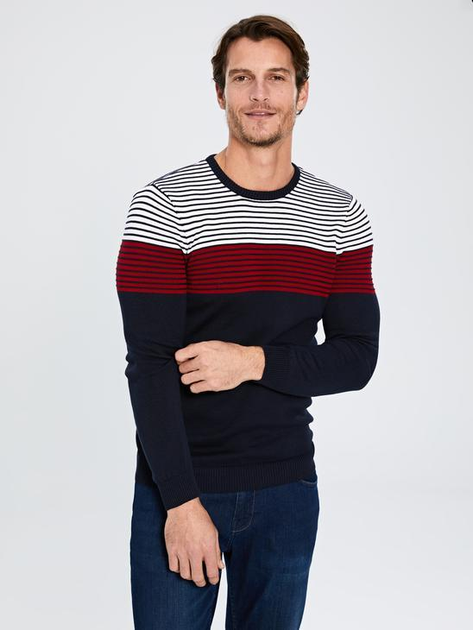 Мужской свитер LC Waikiki в бело-красную полоску M Синий (LCWKnitwear ...