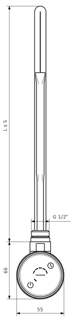 Электронагреватель для полотенцесушителя Terma DRY с маскировочным элементом для кабеля, регулятором, хром (chrome) 400 Вт - Фото 3 Электронагреватель для полотенцесушителя Terma DRY с маскировочным элементом для кабеля, регулятором, хром (chrome) 400 Вт - изображение 3