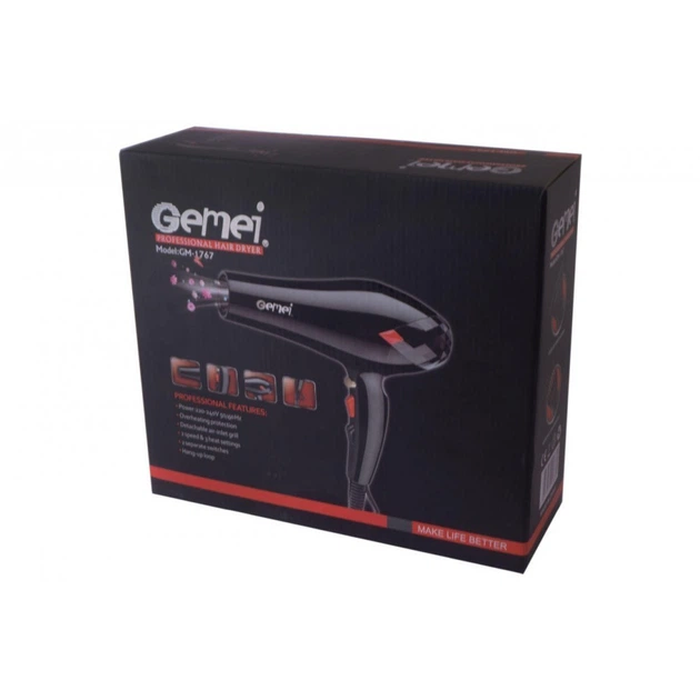 Профессиональный фен для волос Gemei Gm-1787 2000 Вт (2 насадки) - изображение 10