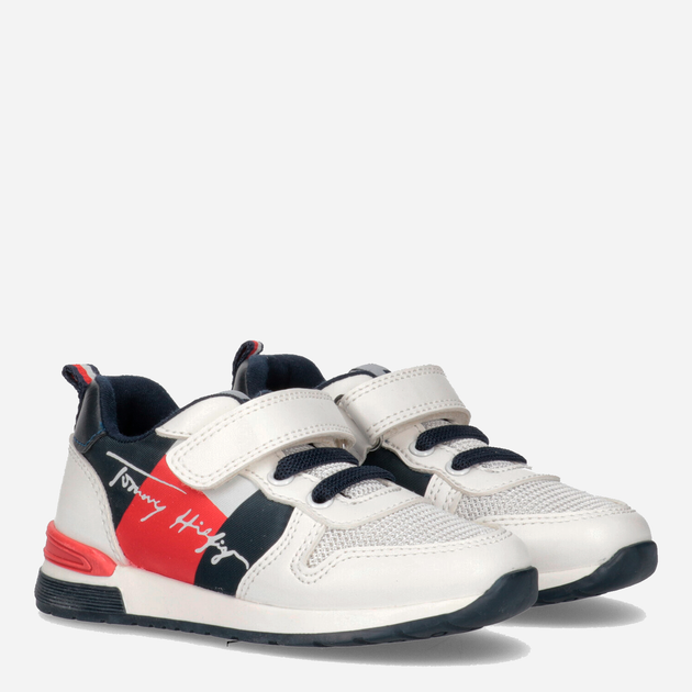 Детские кроссовки для мальчика Tommy Hilfiger Kevin Velcro T1B4-32235-0208X336 32 Белый/Синий (8056380900401) 