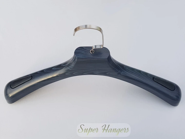 Плечики вешалки Hanger 43 см черно синего цвета пластмассовые с ребристым плечом - изображение 4