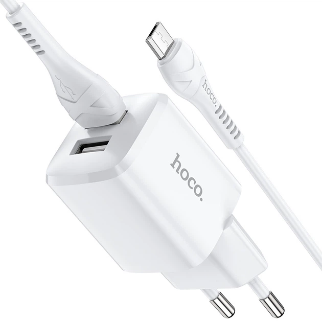 Адаптер сетевой HOCO Micro USB Cable Briar dual port charger set N8 |2USB, 2.4A| (Safety Certified) 4756069 - изображение 2