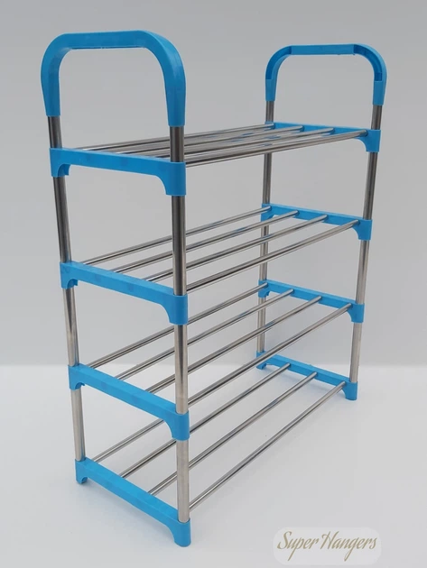 Полиця для взуття Shoe Rack BLZ4 блакитного кольору на 4 яруса - Фото 3 Полиця для взуття Shoe Rack BLZ4 блакитного кольору на 4 яруса - зображення 3