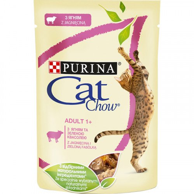 Влажный корм Purina Cat Chow Adult для кошек, с ягненком и зеленой ...