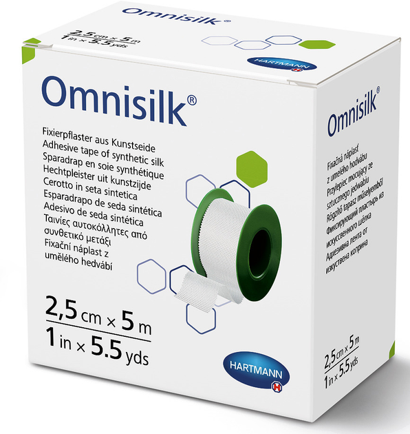 Пластырь фиксирующий Hartmann Omnisilk из искусственного шелка 2.5 см х 5 м 1 шт (9004312) - изображение 2