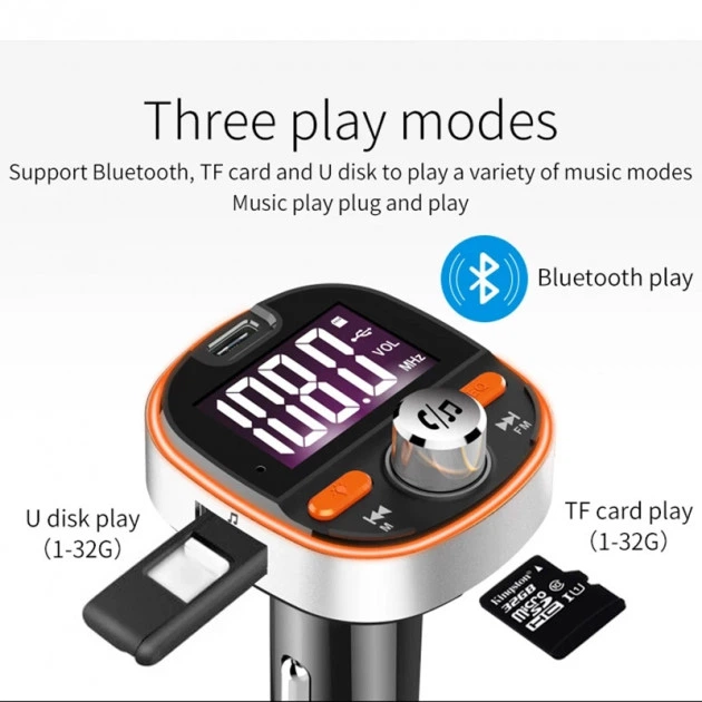 FM-трансмиттер модулятор Senoix S8 с Bluetooth и зарядкой USB - изображение 4
