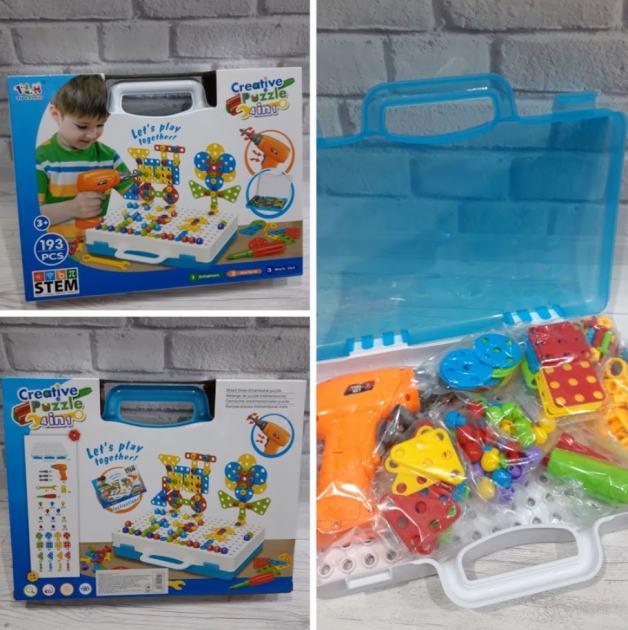 Мозаика конструктор с шуруповертом Creative Puzzle 193 детали TLH-28 - изображение 4