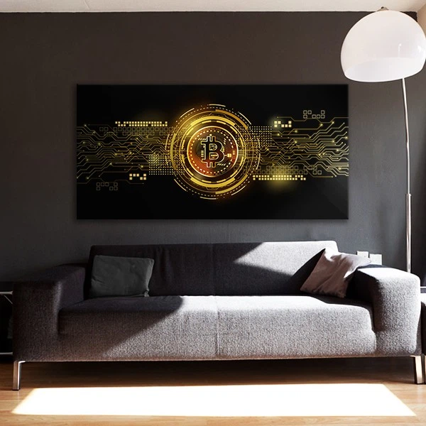 Картина на холсте Bitcoin Gold 70x140см SKL89-312122 - Фото 4 Картина на холсте Bitcoin Gold 70x140см SKL89-312122 - изображение 4