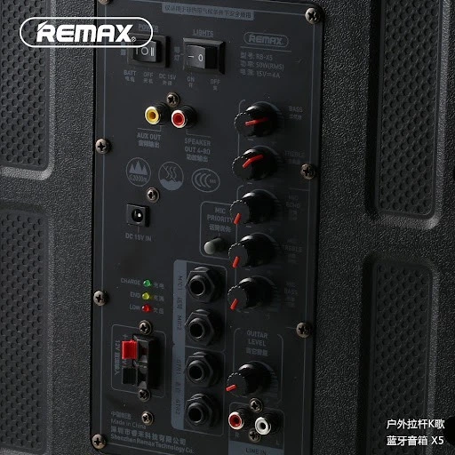Акустика-караоке Remax Outdoor portable karaoke Bluetooth speaker X5 |50W, 6 Hours|з 2-ма мікрофонами - Фото 7 Акустика-караоке Remax Outdoor portable karaoke Bluetooth speaker X5 |50W, 6 Hours|з 2-ма мікрофонами - зображення 7