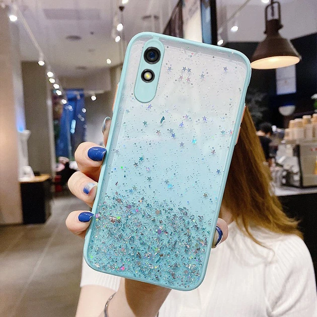 Чехол Stardust с цветными бортиками для Xiaomi Redmi 9a Бирюзовый - Фото 1 Чехол Stardust с цветными бортиками для Xiaomi Redmi 9a Бирюзовый - изображение 1