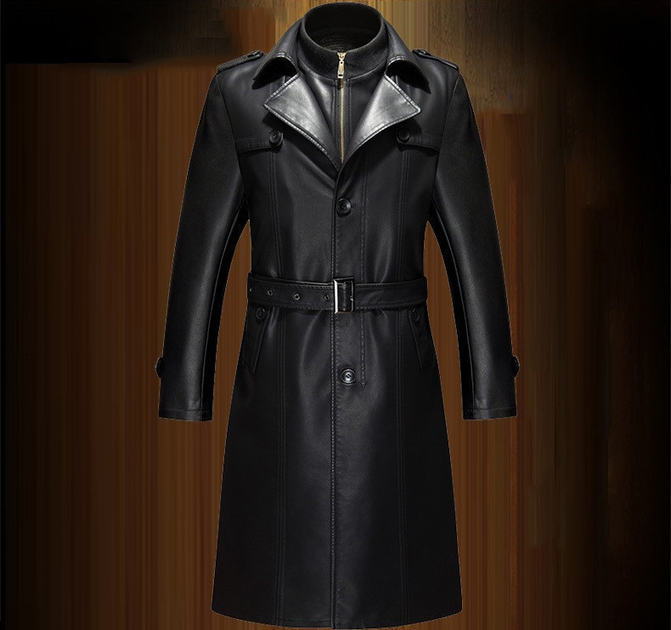 Плащ мужской классический с натуральной кожи Сity Style (PL-1N-1) 52 ...