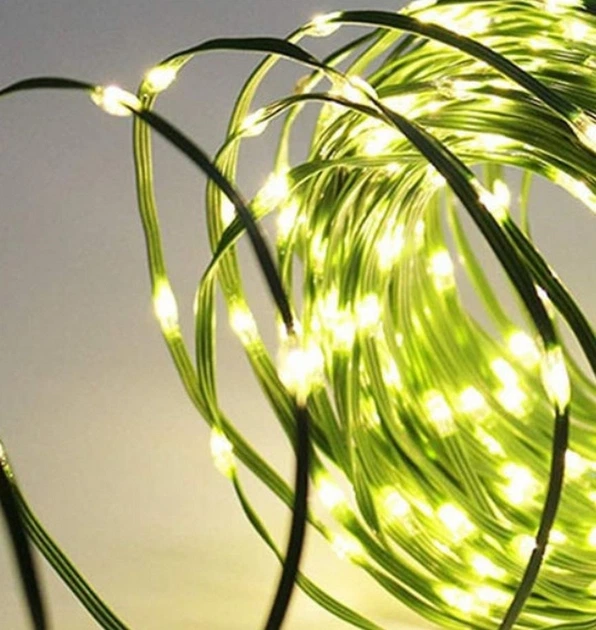 Світлодіодна гірлянда NikoLa 50м і 500Led, світло ламп-Теплий, 8 режимів, зелений провід в силіконі для декору будинку чи вулиці, від мережі 220В - зображення 5