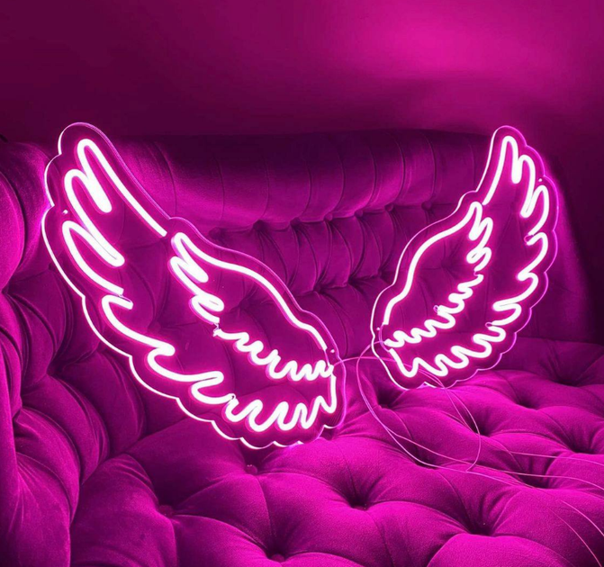 Неонові крила Manific Decor на прозорій акриловій основі Рожеві 100*25 см ( N.04.0) - зображення 3