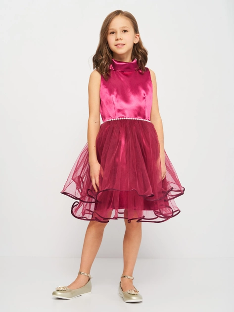 Акция на Підліткова святкова фатинова сукня для дівчинки Sasha 4336/11 140 см Бордова от Rozetka