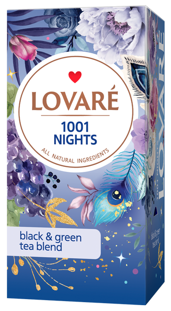 Бленд черного и зеленого чая с фруктами и лепестками цветов Lovare 1001 Ночь пакетированный 24х2 г (4820097816508) - изображение 2