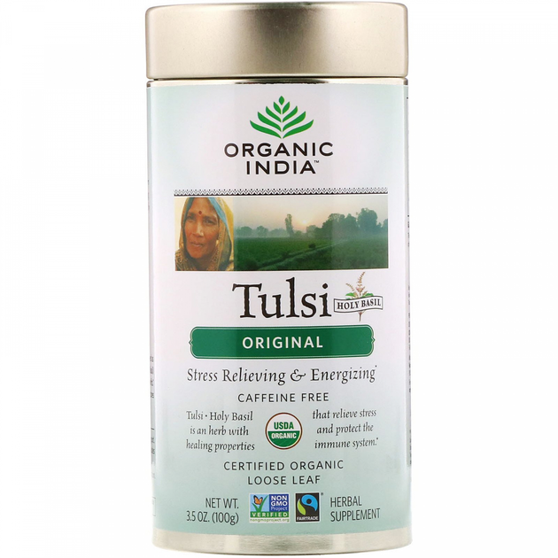 Оригинальный листовой чай Туласи без кофеина, Organic India, 3,5 унции ...