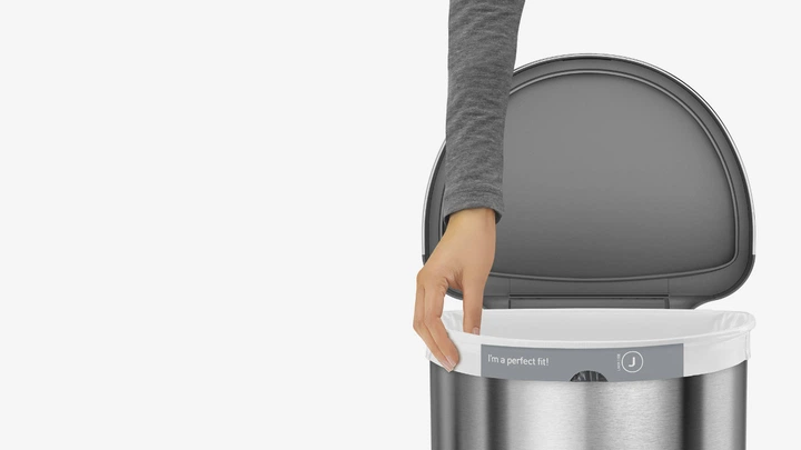 Урна Simplehuman напівкругла сенсорна 45л FPP з карманом для мішків з нержавіючої сталі - зображення 2