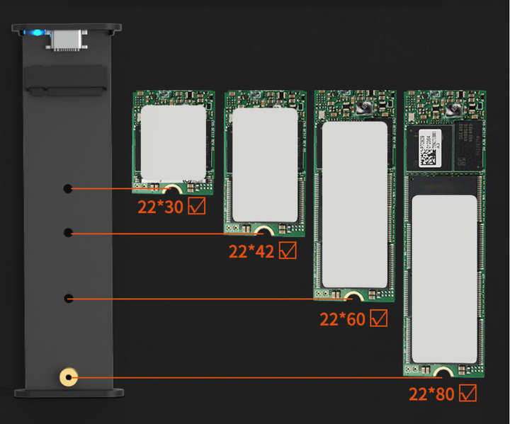 Зовнішня кишеня Blueendless 2802N для NVMe (PCIe) M2 SSD USB 3.1 Gen 2 Type-C - зображення 6