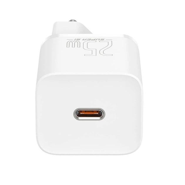 Мережевий зарядний пристрій Baseus Super Silicone PD 25W USB-C with USB-C to USB-C Cable 1m White (TZCCSUP-L02) - зображення 2