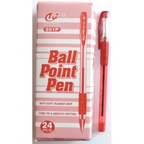 Набір ручок масляних Tianzhijiaozi Ball Point Pen 501p червона, 24 шт. - зображення 2