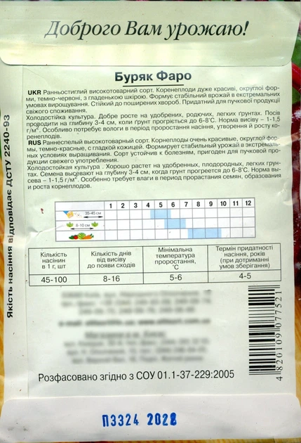 Семена свекла столовая Фаро 20 г Елітсорт 70419 - изображение 2