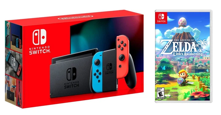 Nintendo Switch Neon blue/red - Оновлена версія + The Legend of Zelda: link's Awakening - Фото 1 Nintendo Switch Neon blue/red - Оновлена версія + The Legend of Zelda: link's Awakening - зображення 1