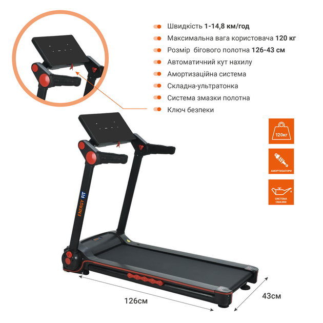 Беговая дорожка EnergyFIT EF-K555 – фото, отзывы, характеристики в