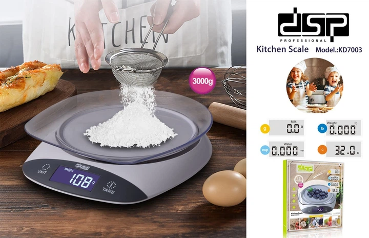Весы кухонные DSP KD-7003 цифровые со съемной чашей до 3кг Белые - изображение 3