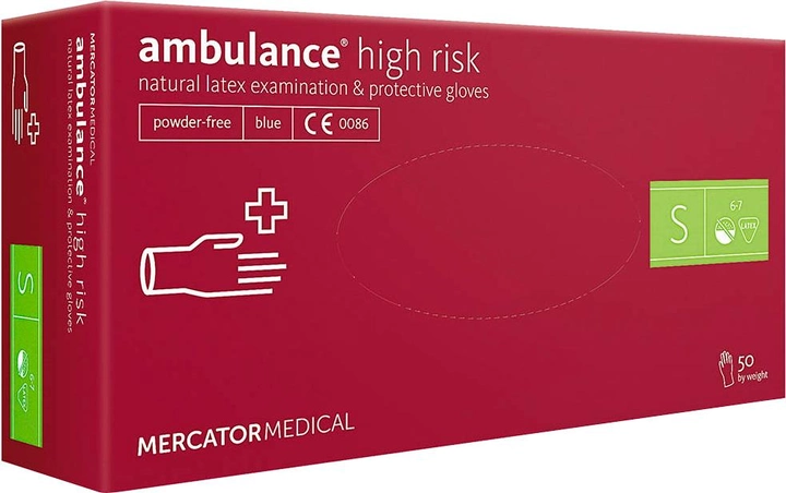 Рукавиці Mercator Ambulance High Risk латексні нестерильні непудровані S 50 шт/уп сині (17201800) - зображення 1