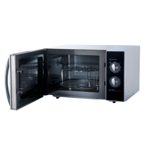 Микроволновая печь с грилем 23л LIBERTON LMW-2381MG СВЧ 800 Вт 5 уровней эмаль черная с серебристым - изображение 2