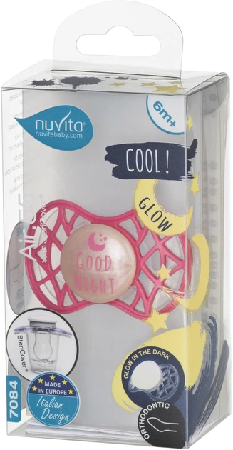 Пустышка силиконовая Nuvita Air55 Cool ортодонтическая от 6 месяцев светящаяся в темноте Марсала (NV7084GM) - Фото 3 Пустышка силиконовая Nuvita Air55 Cool ортодонтическая от 6 месяцев светящаяся в темноте Марсала (NV7084GM) - изображение 3