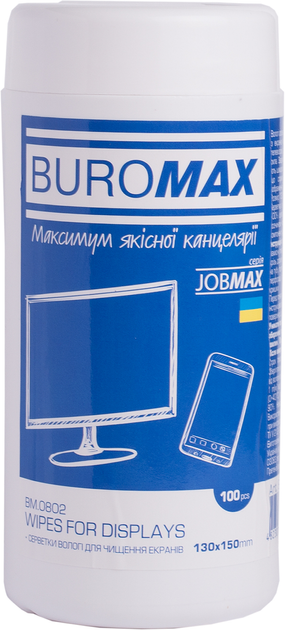 Чистящие салфетки Buromax для очистки экранов, мониторов и оптики 100 .