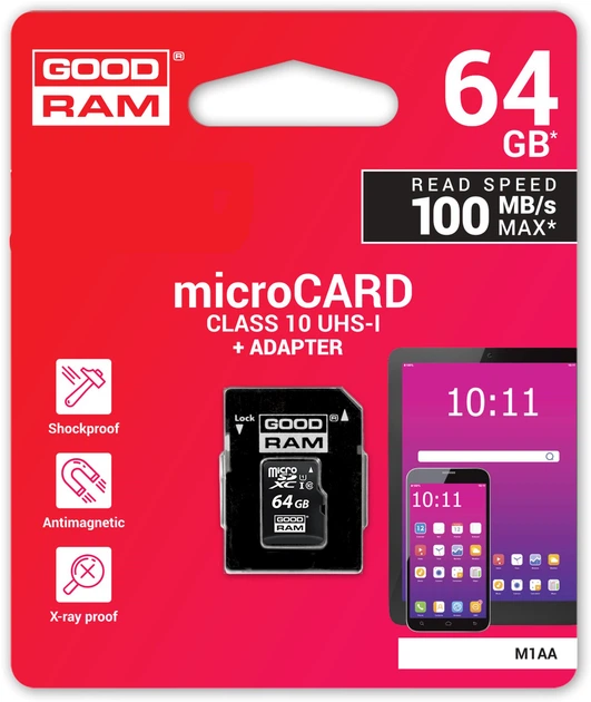 Goodram microSDXC 64GB UHS-I class 10 + adapter (M1AA-0640R12) - зображення 5