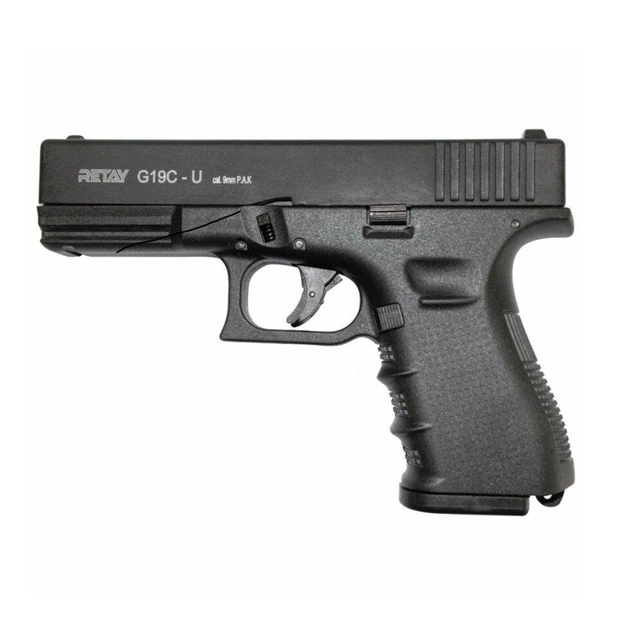 Пистолет стартовый Retay G 19C Glock 19 14-зарядный сигнально-шумовой под холостой патрон черный (X614209B19) - изображение 1