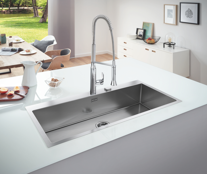Мойка для кухни GROHE из нержавеющей стали K800 1024x510мм прямоугольная врезная матовая 1мм без сифона 31586SD1 - изображение 7