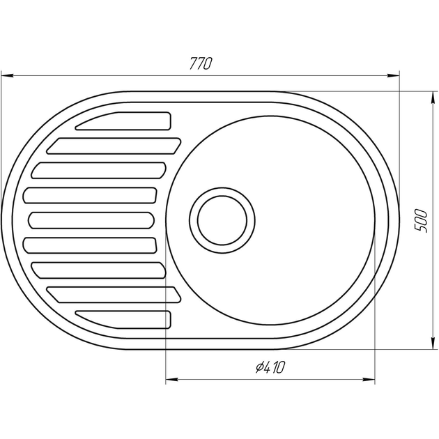 Мойка для кухни GLOBUS LUX гранитная OHARA 770x500мм овальная врезная ...