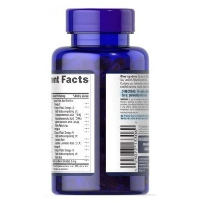 Хондропротектор Puritan's Pride Glucosamine Chondroitin MSM with Omega 3, 6, 9 - 60 гелевих капсул 1230 - зображення 3