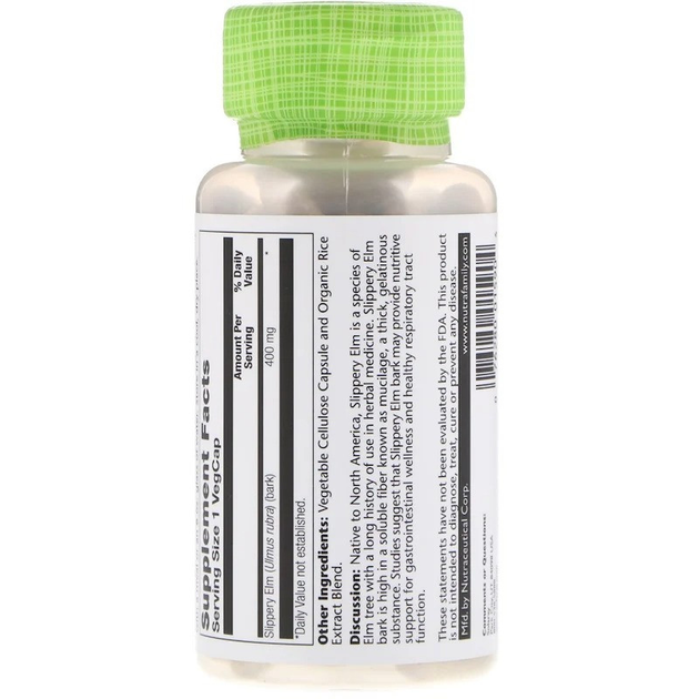 Красный вяз 400 мг Solaray Slippery Elm 100 капсул – фото, отзывы ...