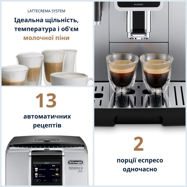 Кавомашина DELONGHI Dinamica Plus ECAM370.85.SB - зображення 3