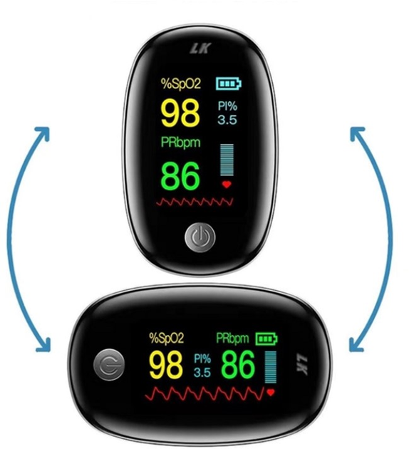 Пульсоксиметр Optima LK-86 Black TFT 4 точки + чохол + батарейки - зображення 3