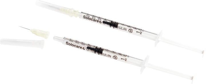 Шприц инъекционный трехкомпонентный инсулиновый одноразовый стерильный Solocare U-100 1 мл с иглой 30G 0.3x13 мм 100 шт (Н359062) - изображение 2