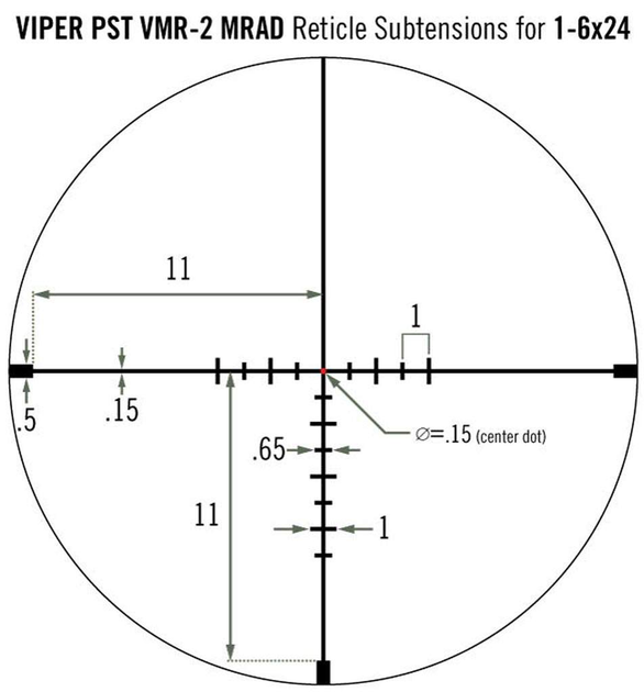 Прицел Vortex Viper PST Gen II 1-6x24 VMR-2 (MRAD) - изображение 2