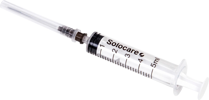 Шприц инъекционный трехкомпонентный одноразовый стерильный Solocare 5 мл с иглой 22G 0.7x40 мм 100 шт (Н359067) - изображение 2