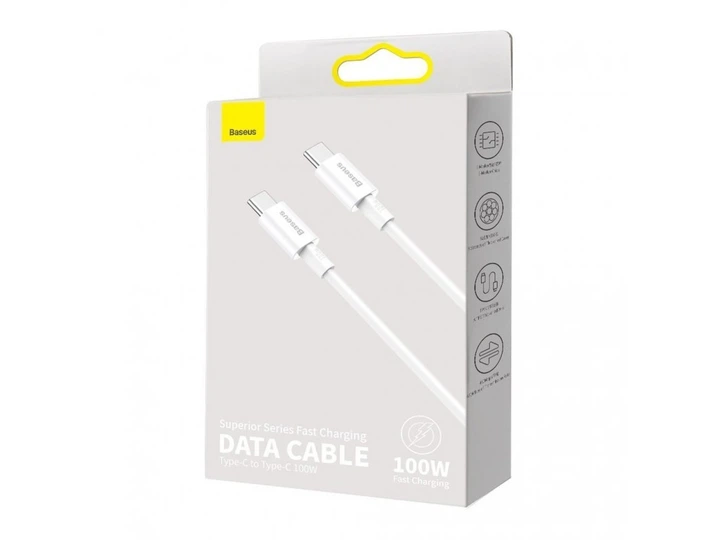 Кабель Baseus Superior Series Fast Charging USB-C to USB-C 100W 2m White (CATYS-C02) - изображение 4